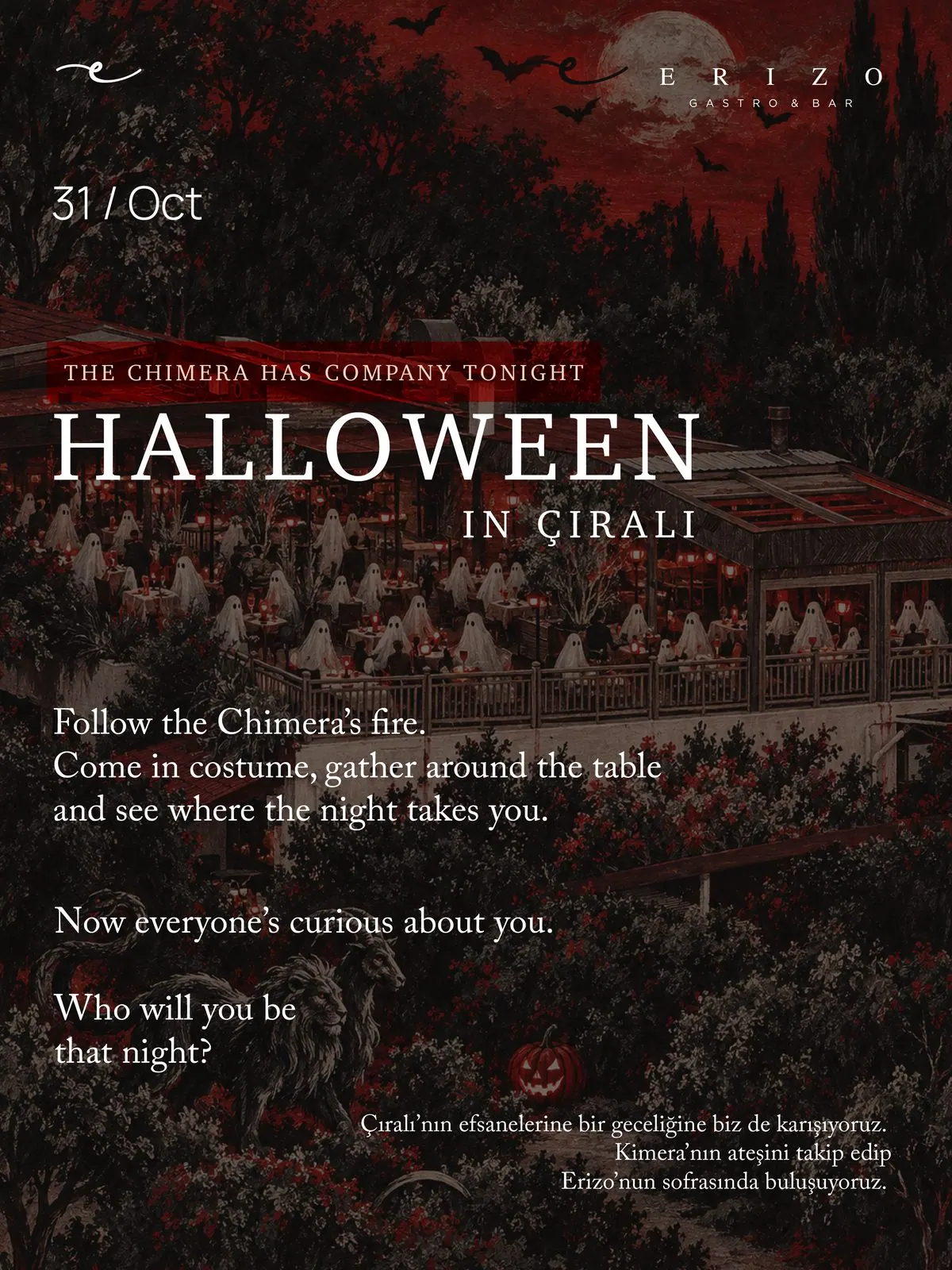 Halloween in Çıralı afişi: 31 Ekim, Erizo Gastro & Bar